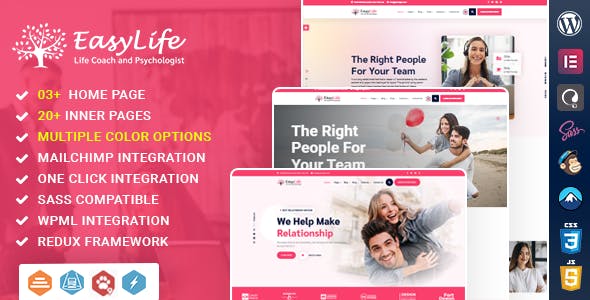 EasyLife - Life Coach Consultant WordPress Theme + RTL Layout